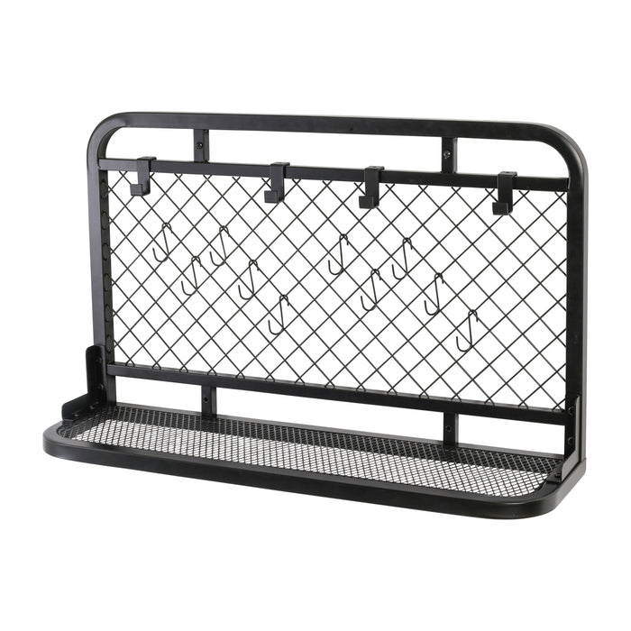 Honey Can Do Black Steel Garage Grid Wall Shelf