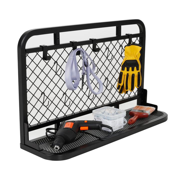 Honey Can Do Black Steel Garage Grid Wall Shelf