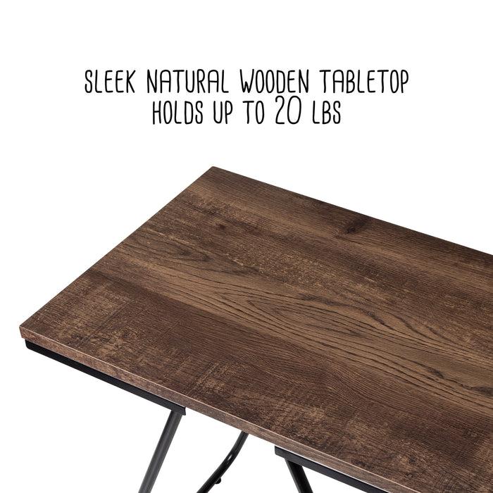 Honey Can Do Black/Wood Square Side Table