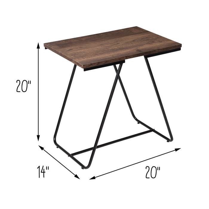 Honey Can Do Black/Wood Square Side Table