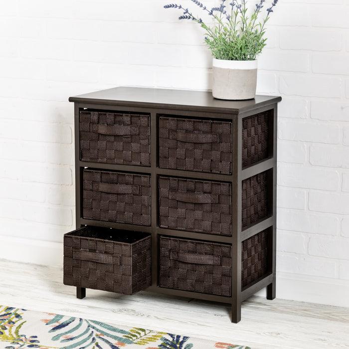 Honey Can Do Black Woven 6-Drawer Storage Chest