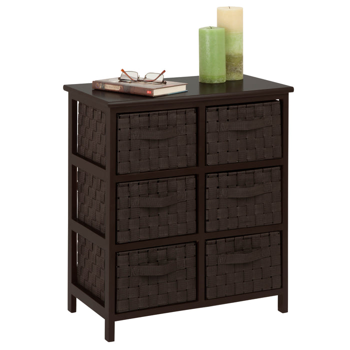 honey can do Black Woven 6-Drawer Storage Chest