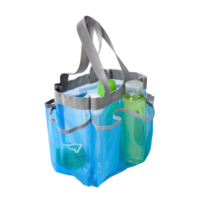 honey can do Blue/Gray 7-Pocket Shower Tote