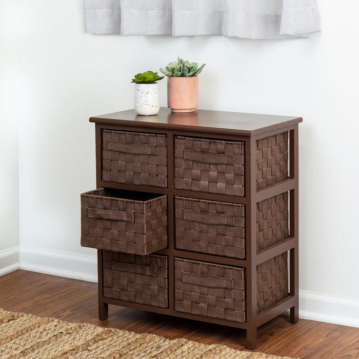 Honey Can Do Brown Woven 6-Drawer Storage Chest