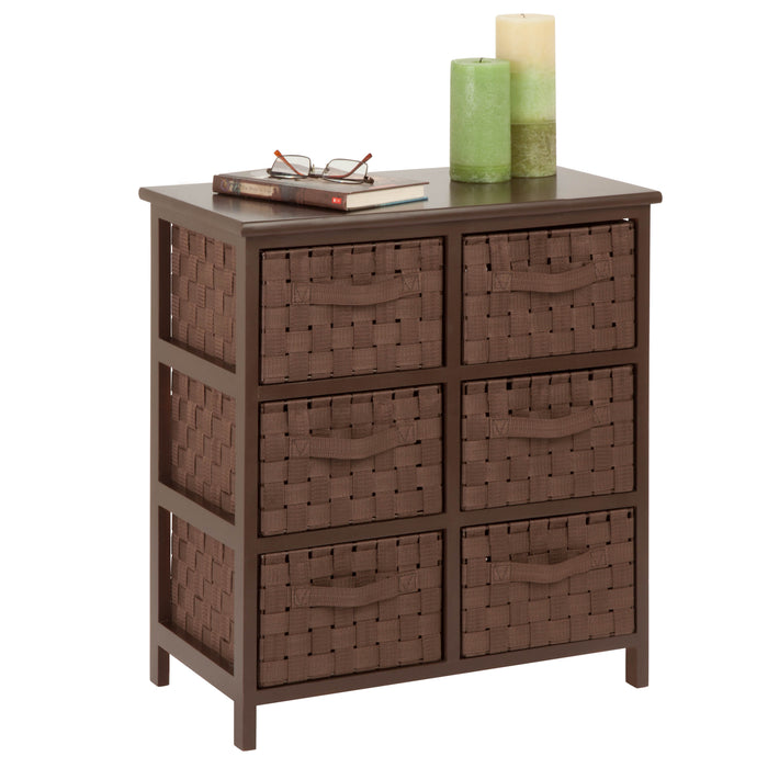 honey can do Brown Woven 6-Drawer Storage Chest