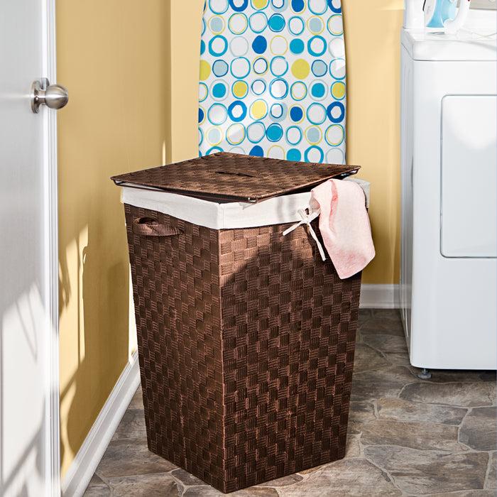 Honey Can Do Brown Woven Square Hamper With Lid