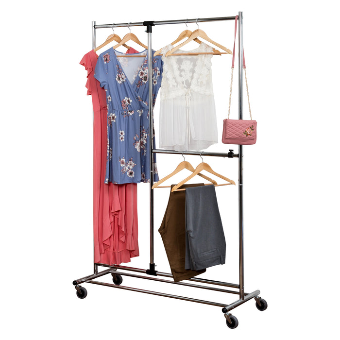 Honey Can Do Chrome 2-Tier Rolling Clothes Rack