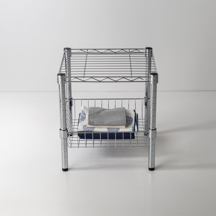 Honey Can Do Chrome Small Wire Table With Basket