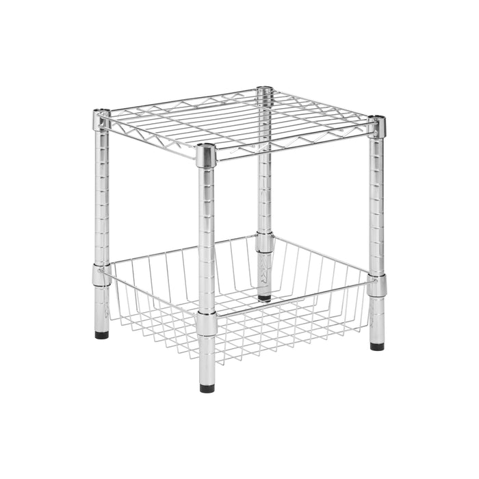 Honey Can Do Chrome Small Wire Table With Basket