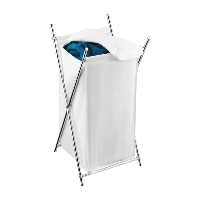 honey can do Chrome/White X-Frame Folding Hamper