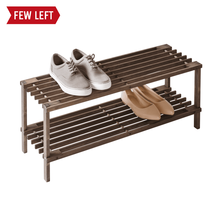 Honey Can Do Espresso 2-Tier Wood Shoe Rack