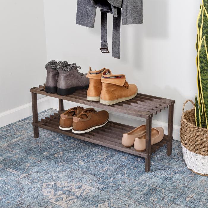Honey Can Do Espresso 2-Tier Wood Shoe Rack