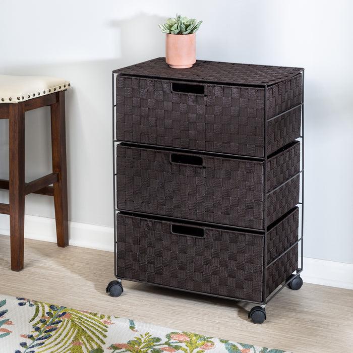 Honey Can Do Espresso 3-Drawer Rolling Chest