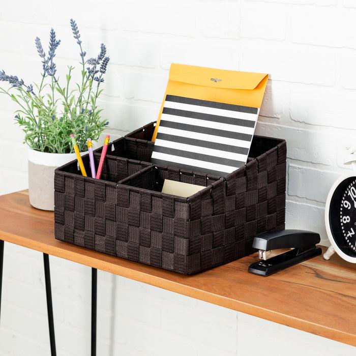 Honey Can Do Espresso 4-Compartment Desk Organizer