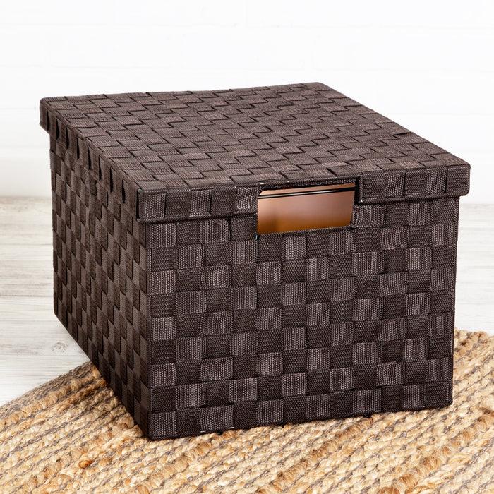 Honey Can Do Espresso Woven Large File Storage Box