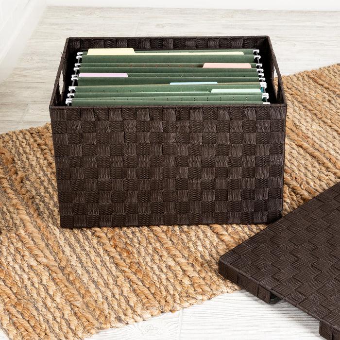 Honey Can Do Espresso Woven Large File Storage Box