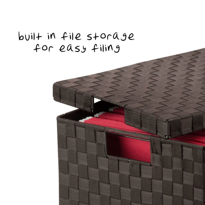 Honey Can Do Espresso Woven Large File Storage Box