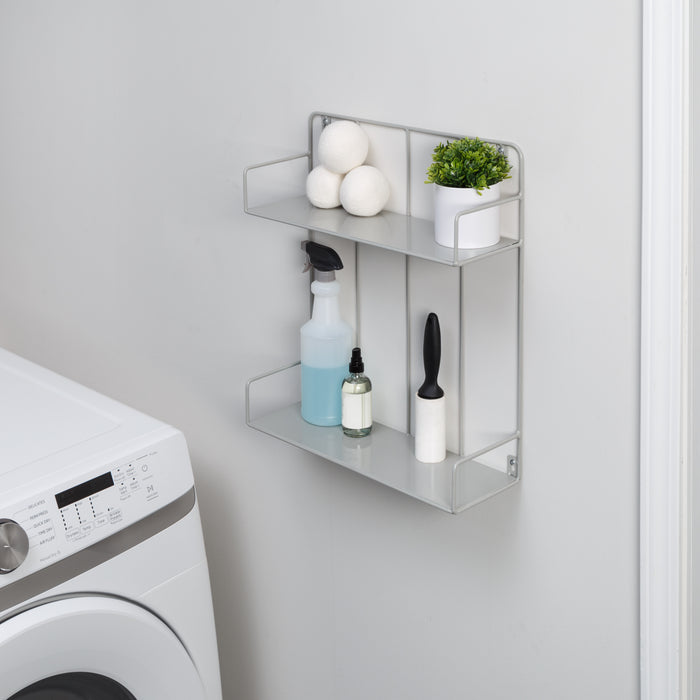 Honey Can Do Gray 2-Tier Metal Accent Shelf