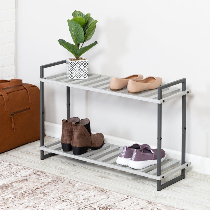 Honey Can Do Gray 2-Tier Metal Shoe Rack