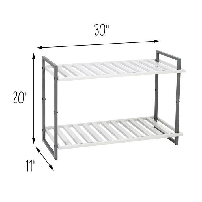 Honey Can Do Gray 2-Tier Metal Shoe Rack