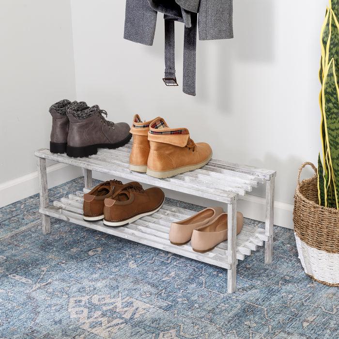 Honey Can Do Gray 2-Tier Wood Shoe Rack