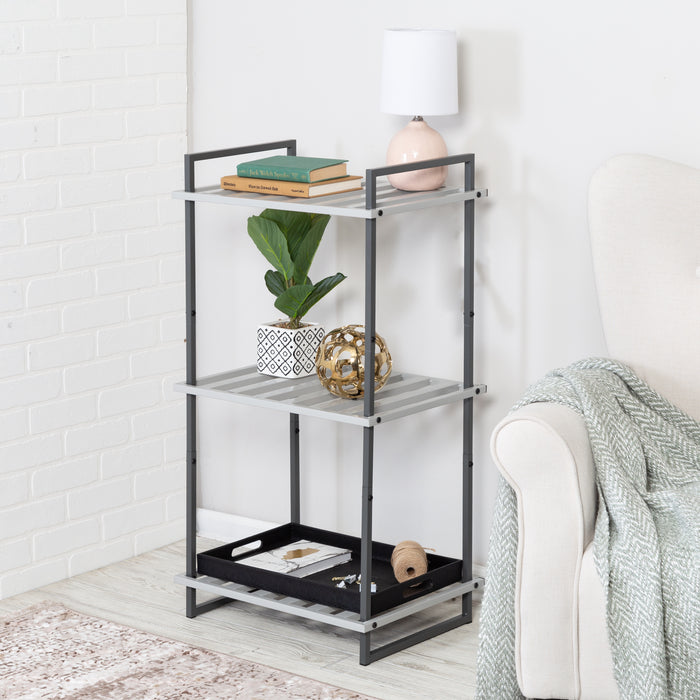 Honey Can Do Gray 3-Tier Small Metal Shelf