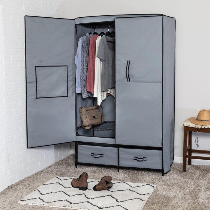 Honey Can Do Gray 43-Inch 2-Drawer Portable Closet