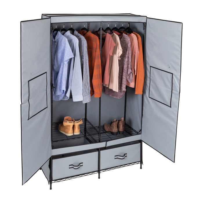 honey can do Gray 43-Inch 2-Drawer Portable Closet