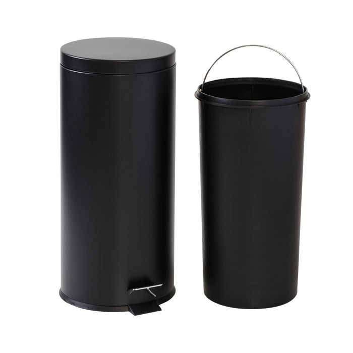 Honey Can Do Matte Black 30L Round Step Trash Can
