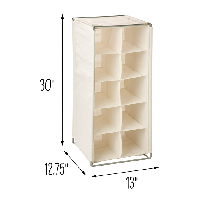 Honey Can Do Natural 10-Pair Canvas Shoe Rack