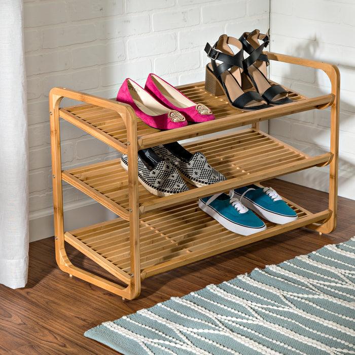 honey Can Do Natural Bamboo 3-Shelf Shoe Rack