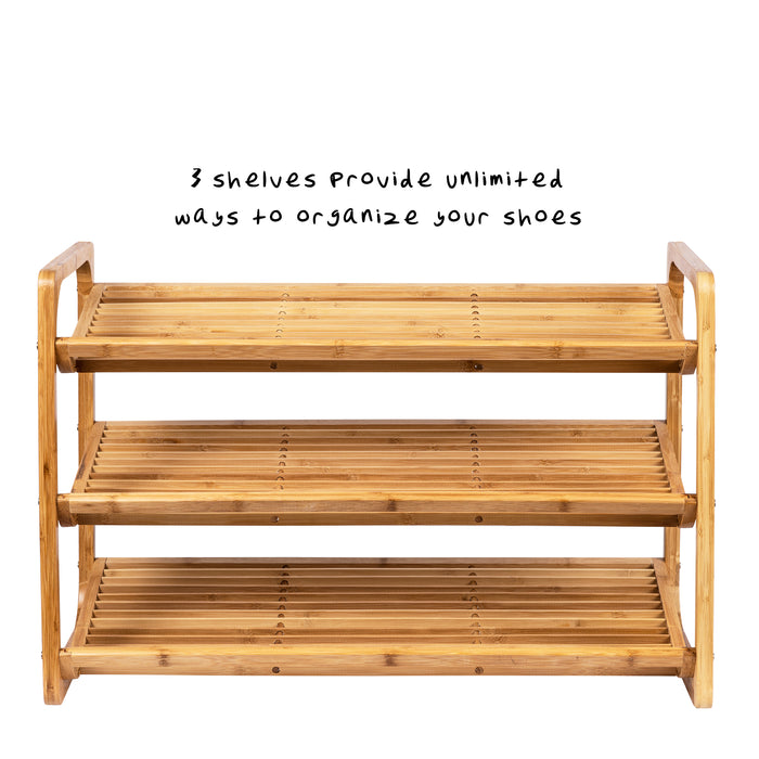 honey Can Do Natural Bamboo 3-Shelf Shoe Rack