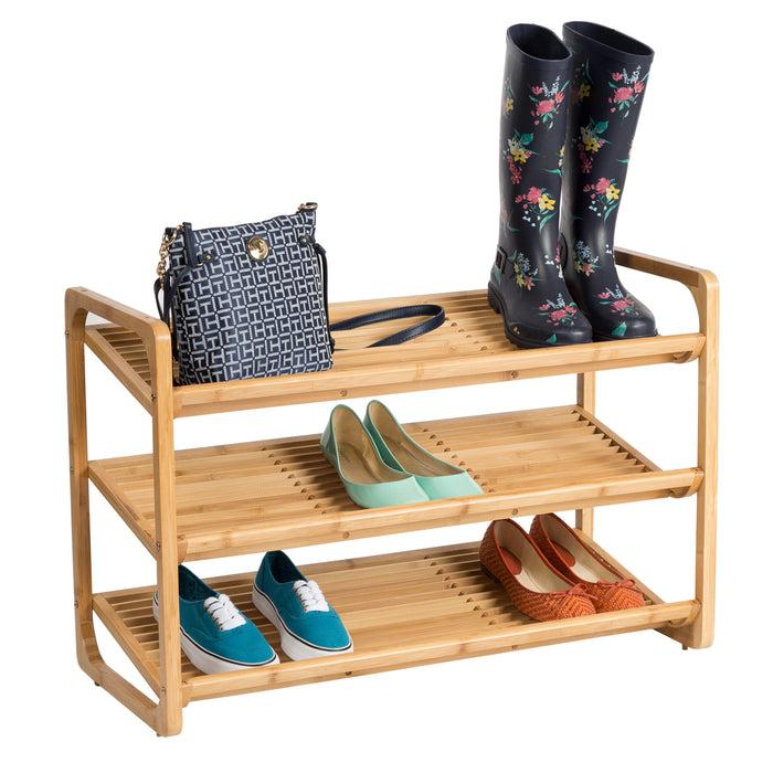 honey can do Natural Bamboo 3-Shelf Shoe Rack