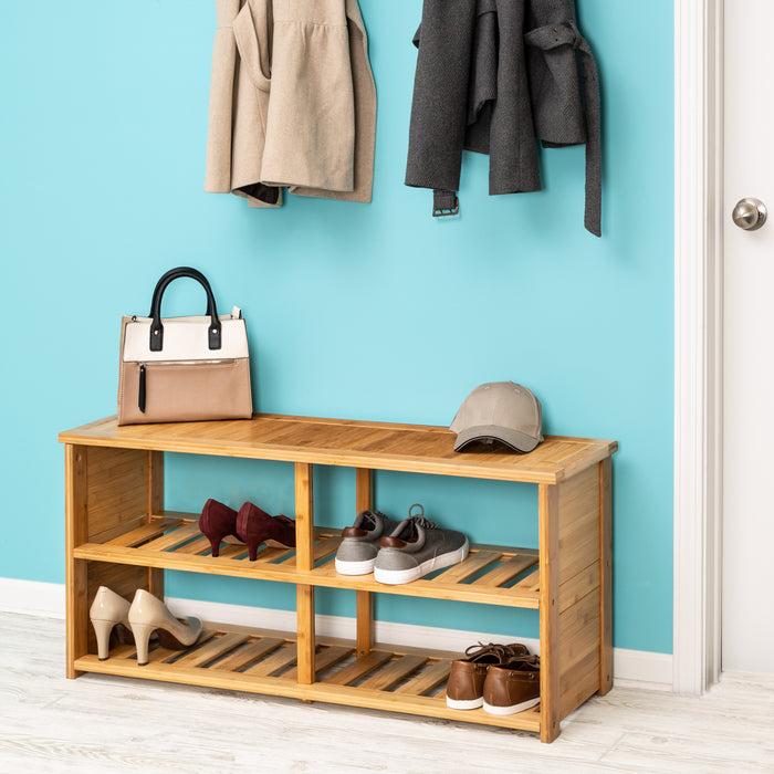 Honey Can Do Natural Bamboo Shoe Storage Bench