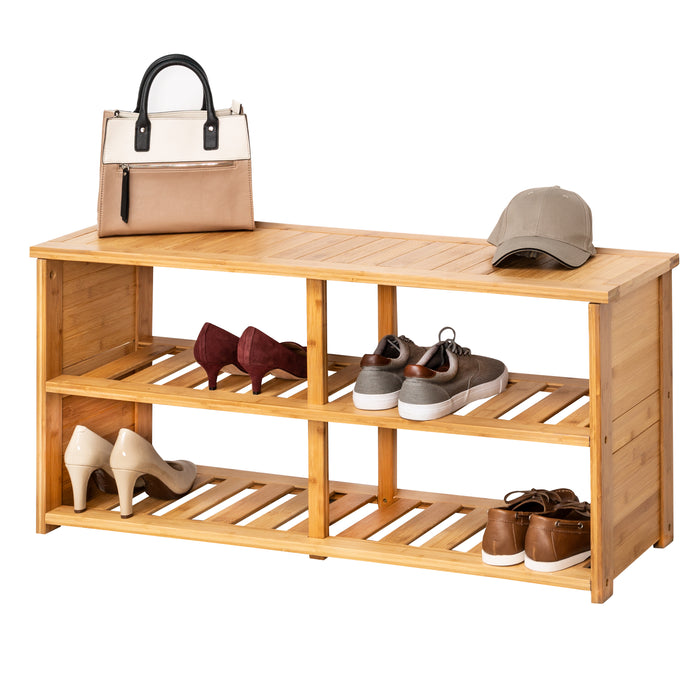 honey can do Natural Bamboo Shoe Storage Bench