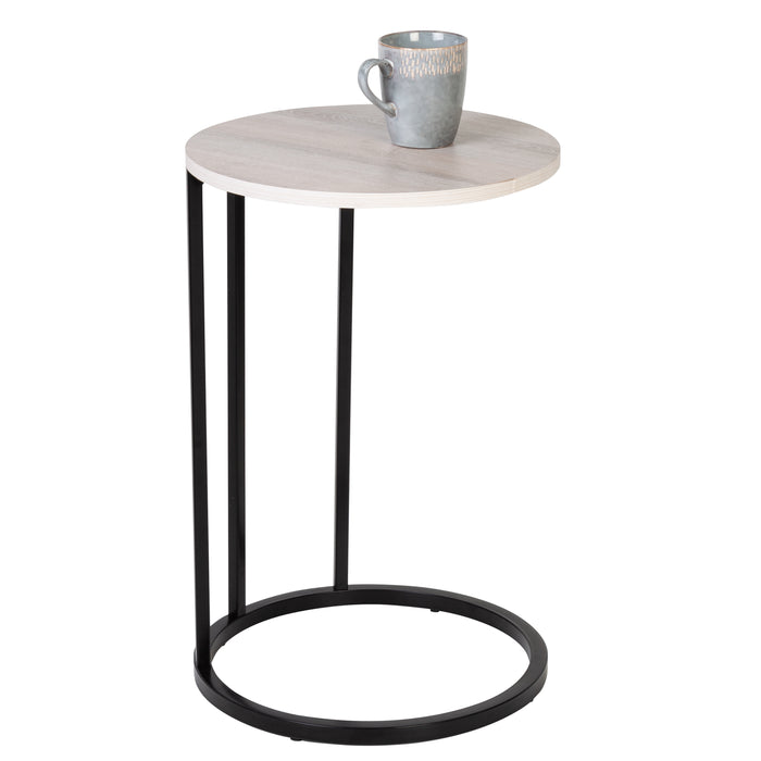 honey can do Natural/Black Round C-Shape End Table
