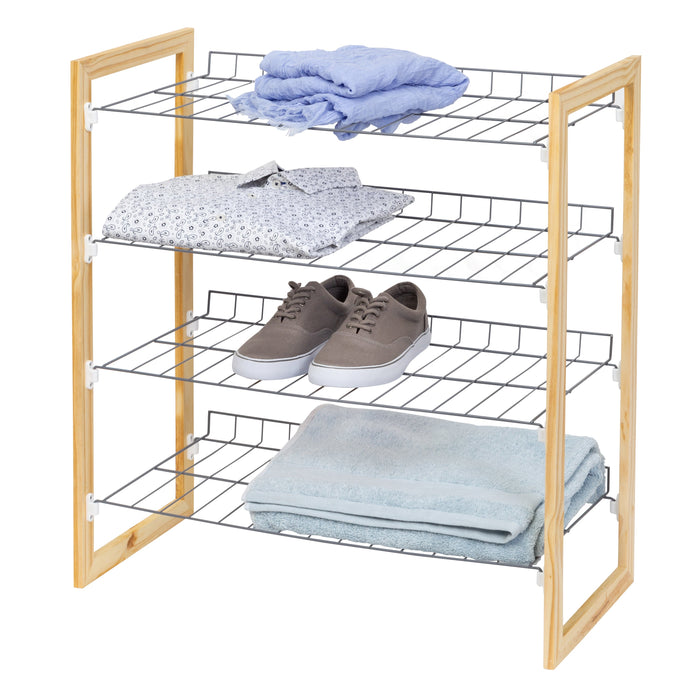 Honey Can Do Natural/Chrome 4-Tier Storage Shelf