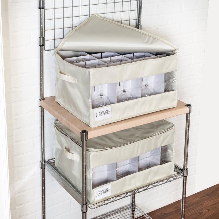 Honey Can Do Natural Stemware Storage Box (Set Of 2)