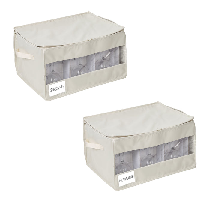 honey can do Natural Stemware Storage Box (Set of 2)