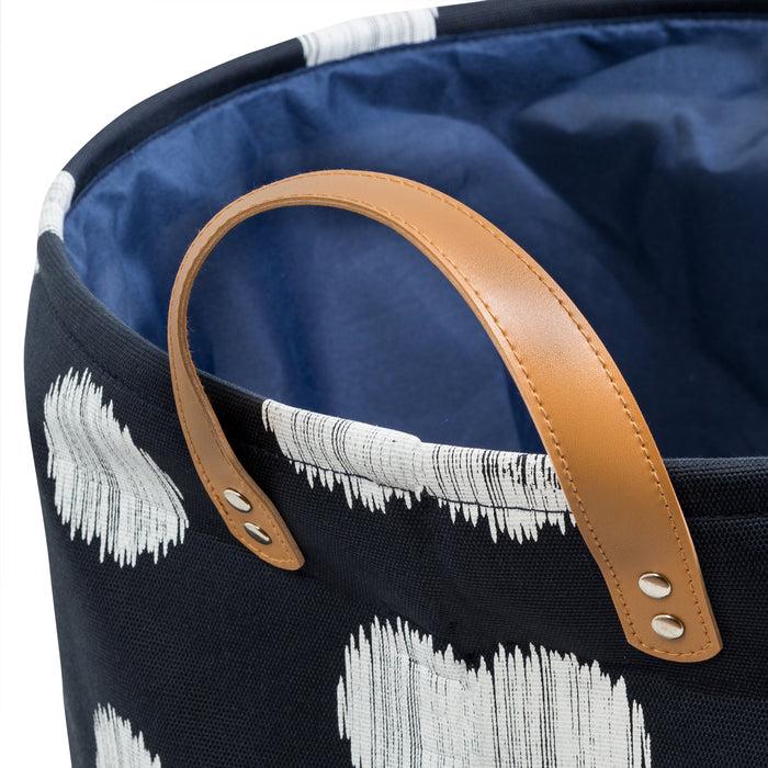 Honey Can Do Navy/White Polka Dot Canvas Hamper