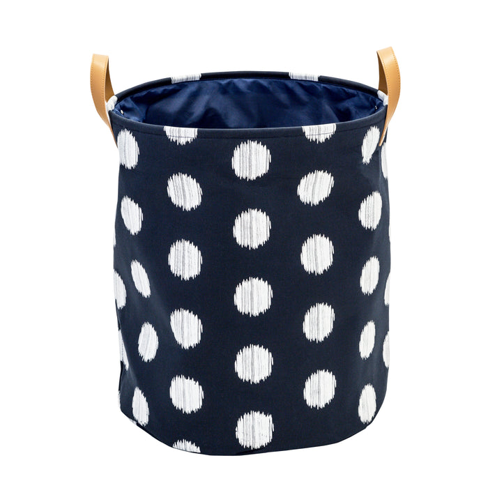 Honey Can Do Navy/White Polka Dot Canvas Hamper