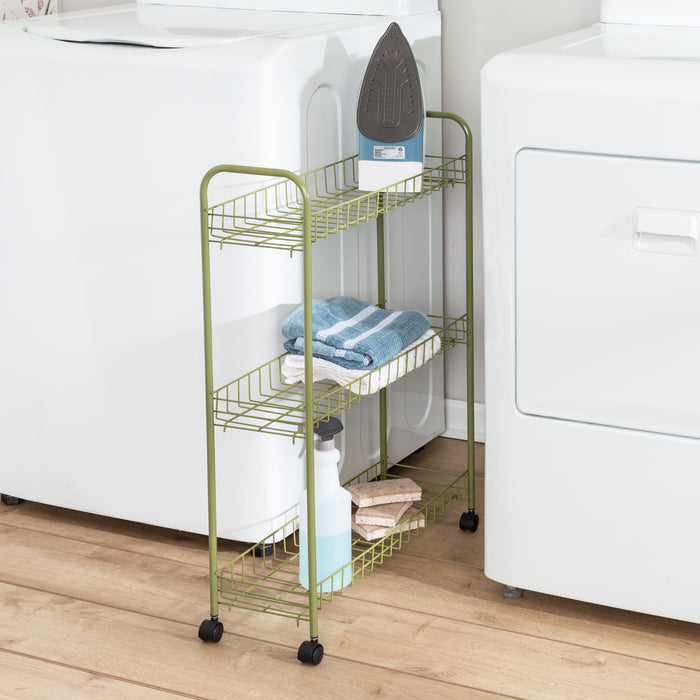 Honey Can Do Olive 3-Tier Rolling Utility Cart
