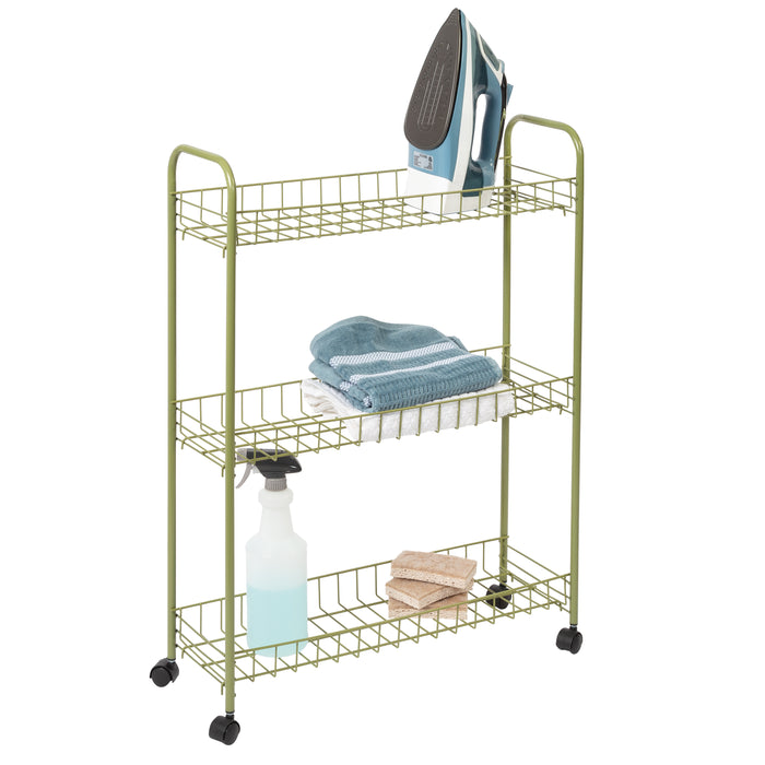 honey can do Olive 3-Tier Rolling Utility Cart