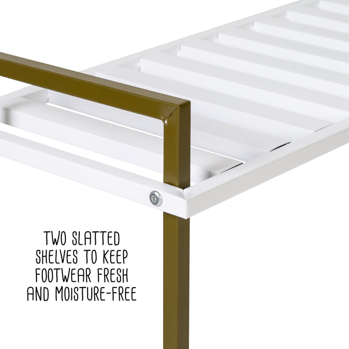 Honey Can Do Olive/White 2-Tier Metal Shoe Rack