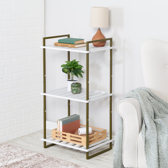 Honey Can Do Olive/White 3-Tier Small Metal Shelf
