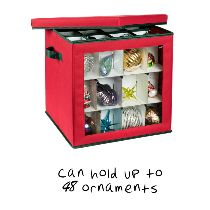 Honey Can Do Red 48-Ornament Storage Box