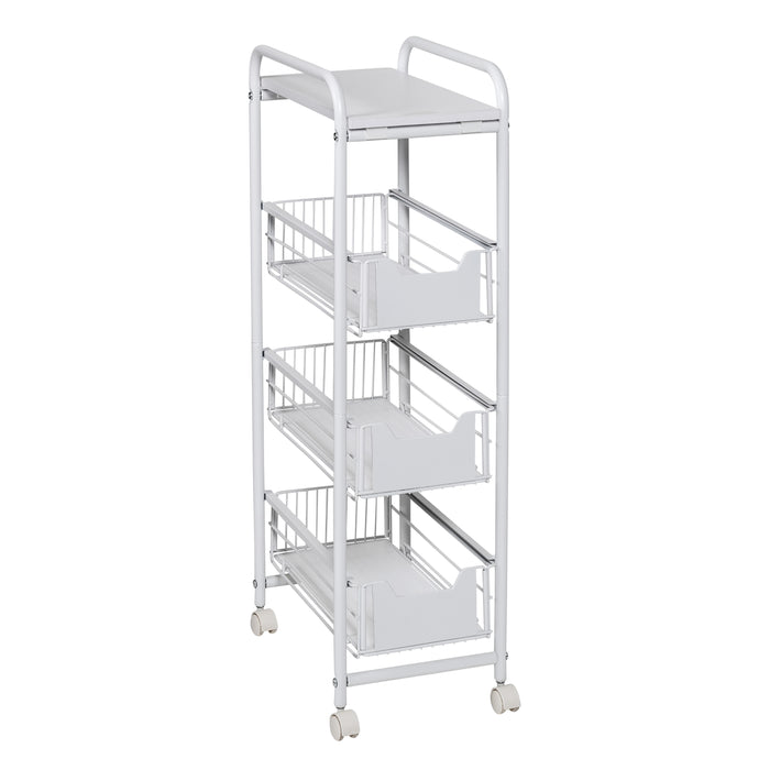 Honey Can Do White 4-Drawer Slim Rolling Cart