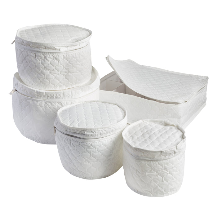 Honey Can Do White 5-Piece Dinnerware Storage Set