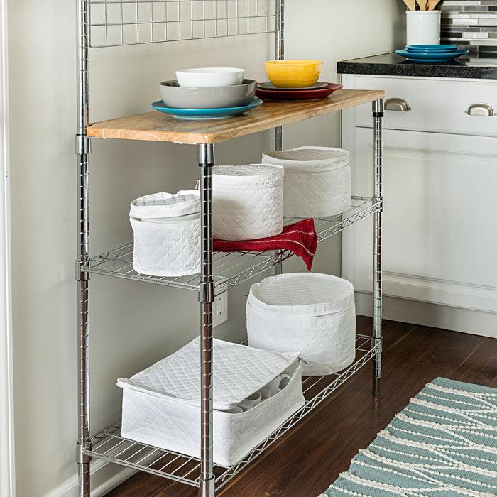 Honey Can Do White 5-Piece Dinnerware Storage Set