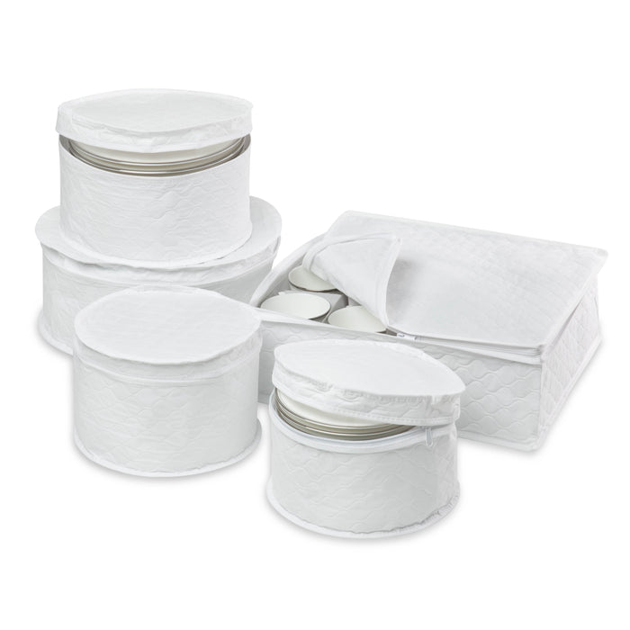 honey can do White 5-Piece Dinnerware Storage Set